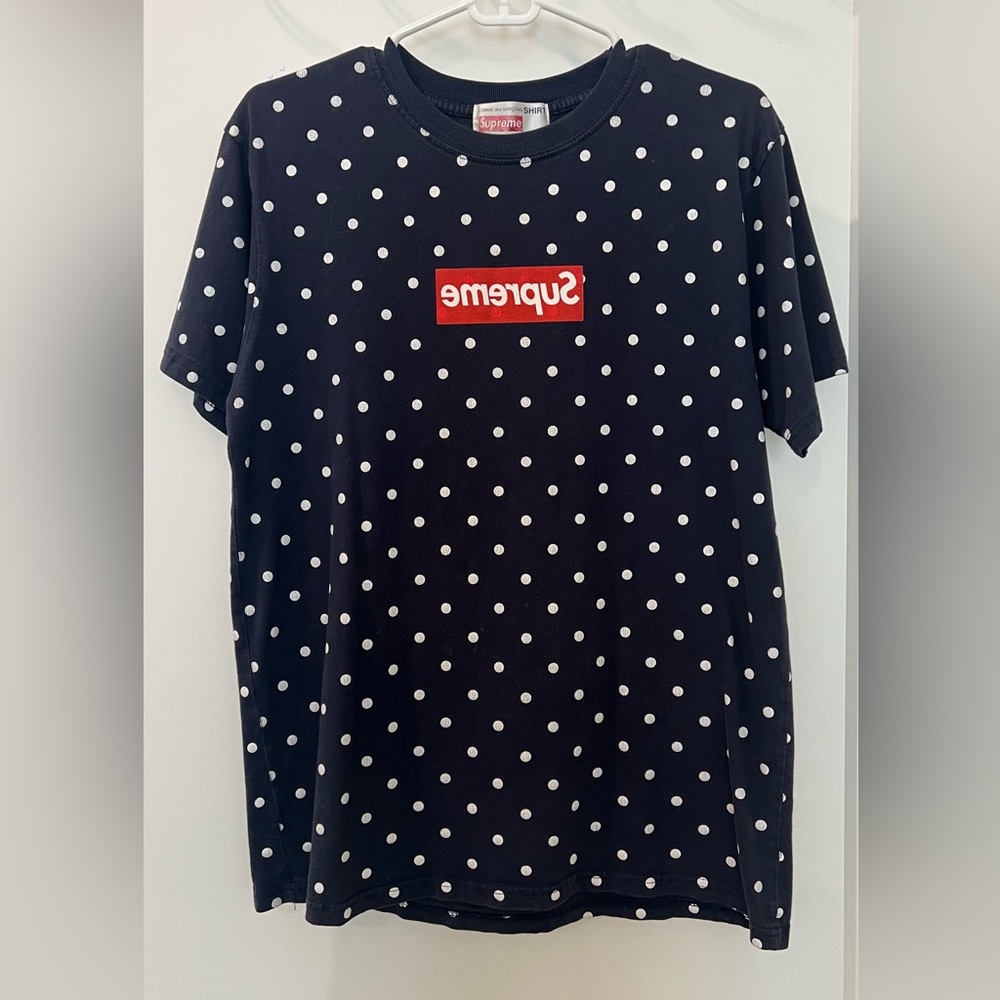 Supreme x Comme des Garçons Limited Edition Navy Polka Dot Tee